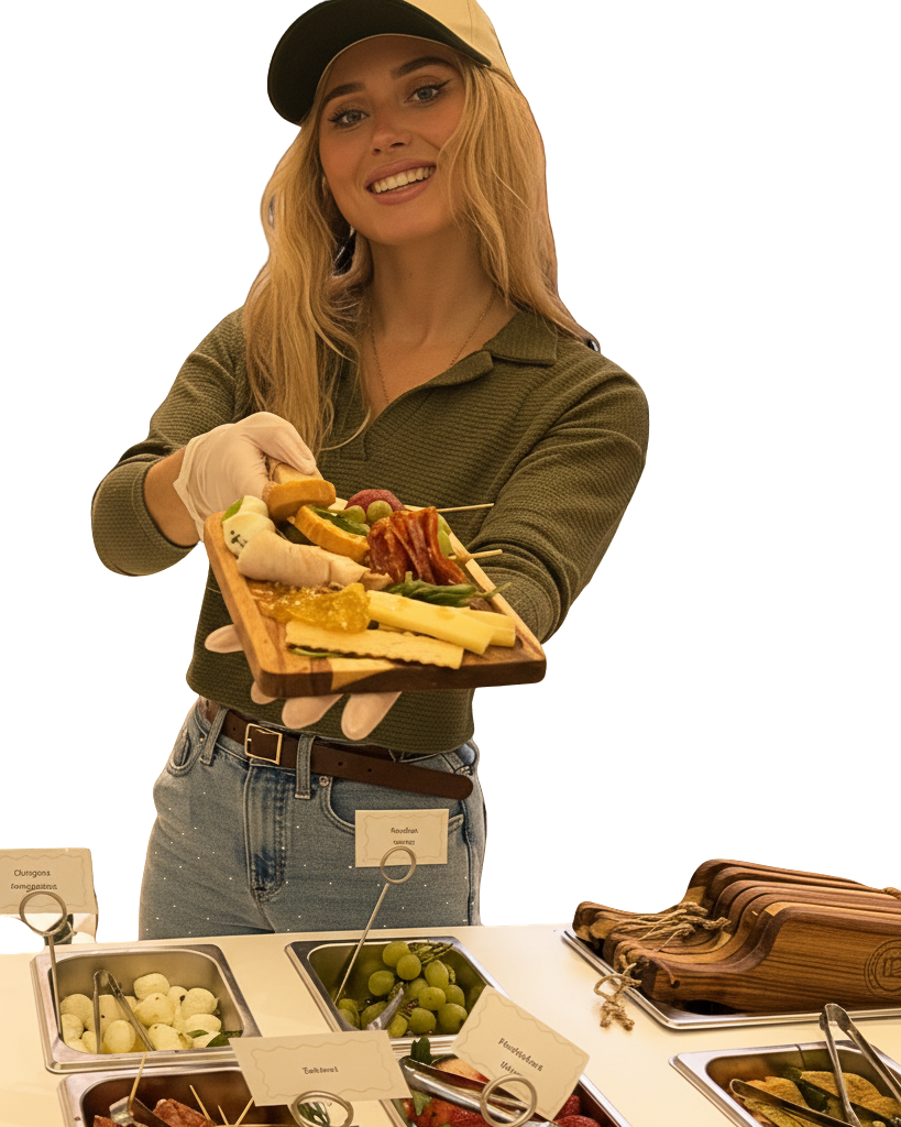 Guests building charcuterie boards at a private BiteHaus workshop