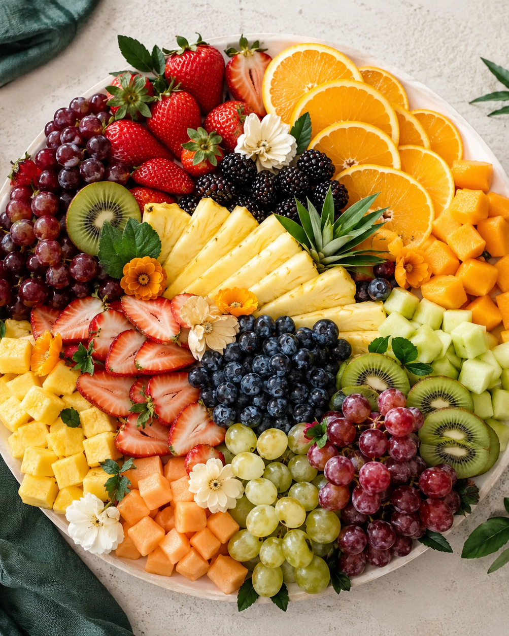 Fruit grazing platter with vibrant seasonal fruit by BiteHaus