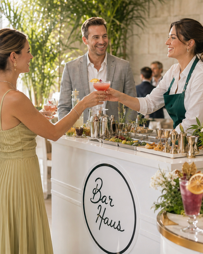 BarHaus dry bar setup with craft cocktail service by BiteHaus